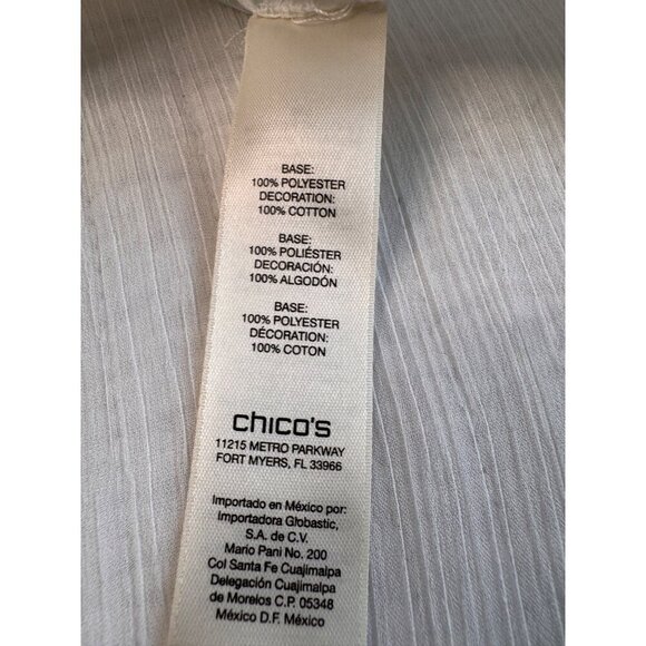 Chico's Ivory Sheer Embroidered Lace Tunic Blouse 3/4 Sleeves Asymmetric Hem - Picture 11 of 11